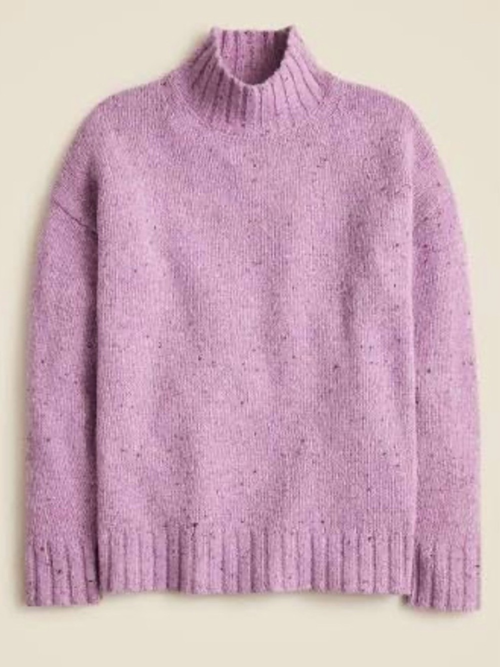 J Crew Relaxed Turtleneck Sweater Donegal Wool Blend Berry Shake